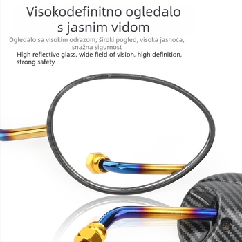 Zrcalo za motocikle i električne skutere – rotirajuće ovalno zrcalo od karbonskih vlakana s reflektorom, kućište od stakla + ABS