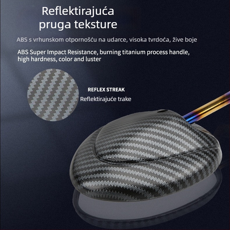 Zrcalo za motocikle i električne skutere – rotirajuće ovalno zrcalo od karbonskih vlakana s reflektorom, kućište od stakla + ABS