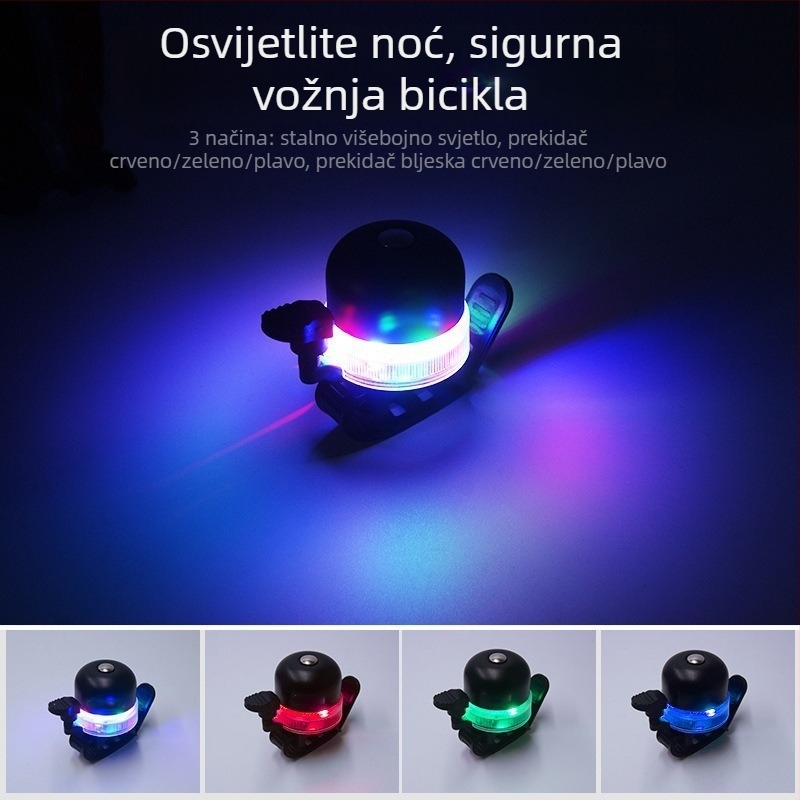 Zvon za bicikl Lantern s USB LED svjetlom za noćnu vožnju - aluminijska legura