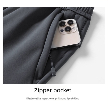 Muške casual hlače ravnog kroja — 100% poliester, debeli zimski materijal, srednje visoki pojas, s remenom i vezicama za zatvaranje (100% poliester, ravni kroj, debeli zimski materijal, srednji visoki pojas, remen)