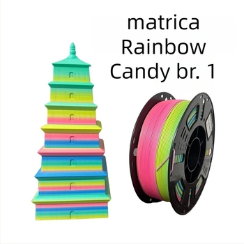 PLA filament za 3D ispis — mat gradient duge boje, 1 kg, preciznost dimenzija ±0,02 mm