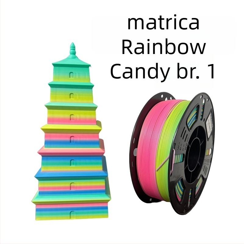 PLA filament za 3D ispis — mat gradient duge boje, 1 kg, preciznost dimenzija ±0,02 mm