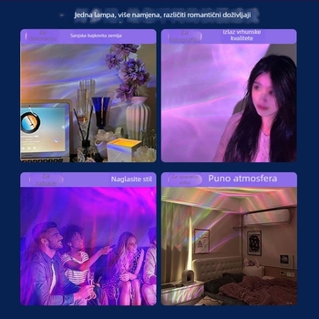 Projekt polarne svjetlosti sa zvjezdanim nebom, rotirajuća stolna noćna lampa, USB napajanje, 5V, daljinski upravljač