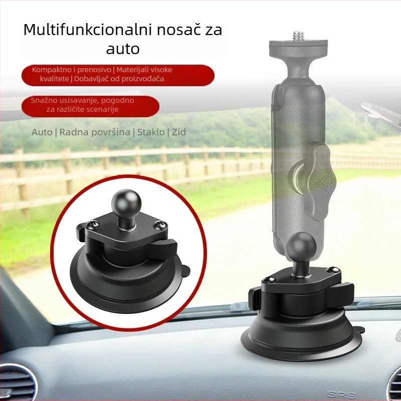 Weijiesi Univerzalni nosač za mobitel u automobilu s vakuum podnošom i kugličnom glavom, materijal: plast + aluminijska legura