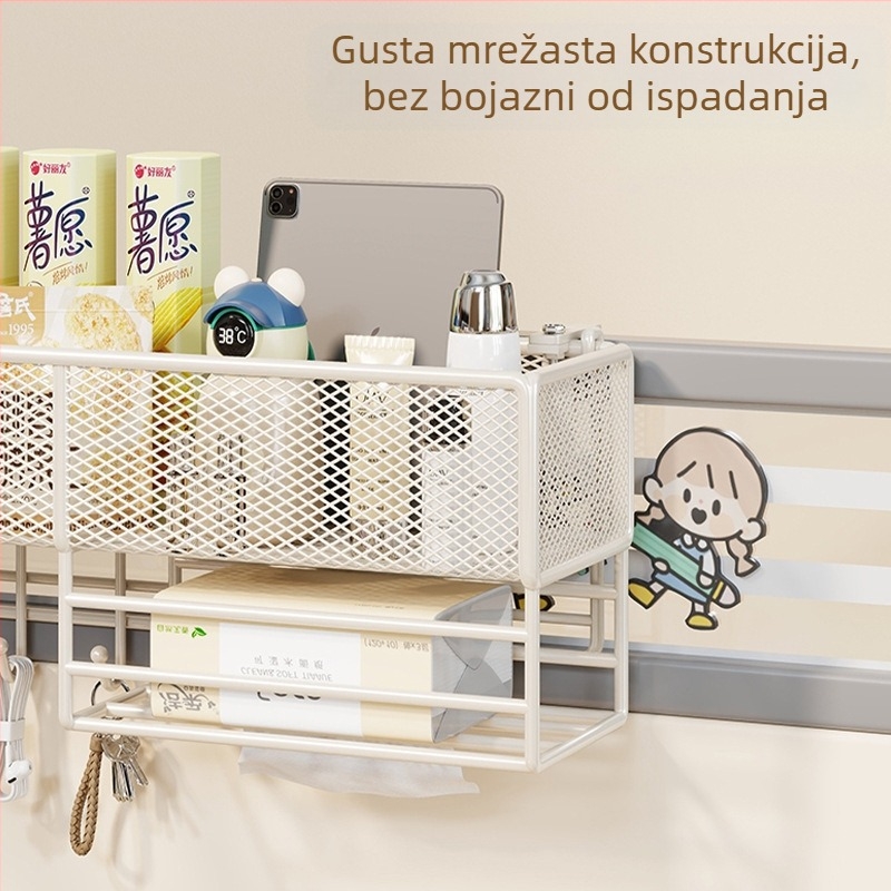 Stolni sustav za pohranu s visećom košarom, metalni umjetnički dizajn, snap-on ugradnja, 1-slojni organizator za ured, višenamjensko skladištenje
