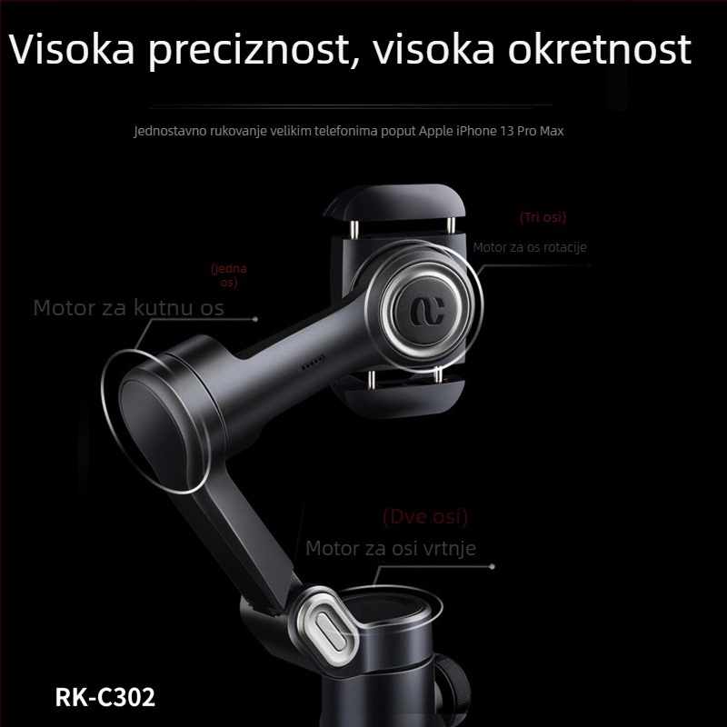 Sklopivi stabilizator za mobitel s tri osi, praćenje, model C302, aluminijska legura, Bluetooth podrška