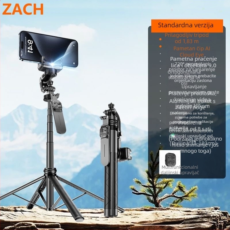 ZACH stabilizator za mobitel, model C16, izrađen od ABS-a i aluminijske legure, Bluetooth podrška, daljinski upravljač uključen