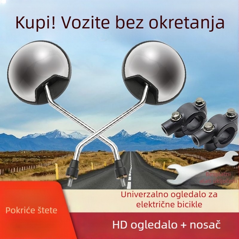Zrcalo retrovizora za električna vozila i motocikle, okruglog oblika, univerzalna prilagodba dvokotačnim vozilima
