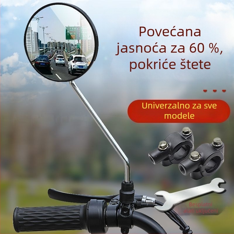 Zrcalo retrovizora za električna vozila i motocikle, okruglog oblika, univerzalna prilagodba dvokotačnim vozilima