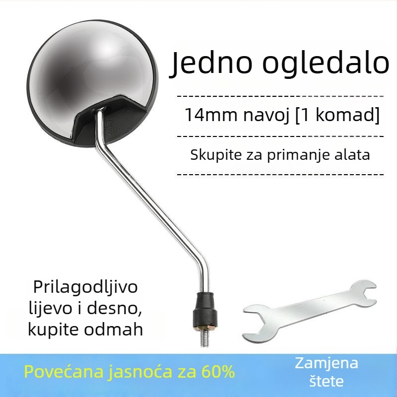 Zrcalo retrovizora za električna vozila i motocikle, okruglog oblika, univerzalna prilagodba dvokotačnim vozilima