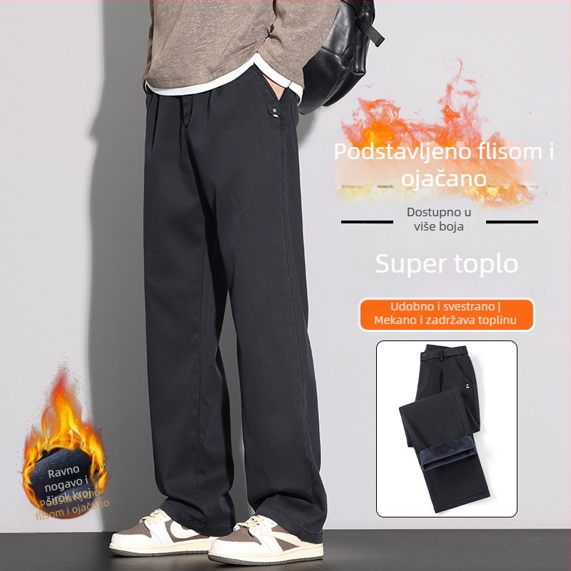 Casual hlače za muškarce, fleece iznutra, labav kroj, straight cut, Lyocell smjesa