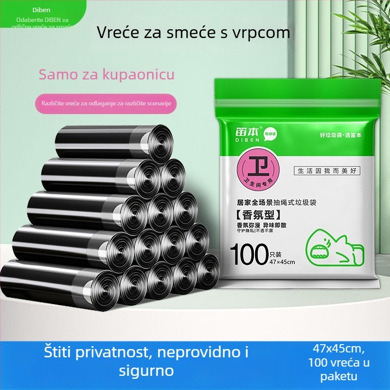 Smeće vrećice sa šnurnama, dvostruko debele, s automatskim zatvaranjem i ručkama, za kućnu upotrebu (kuhinja i kupaonica)