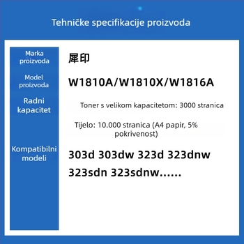 HP 323d/323dnw laserski printer imaging drum, praškasta kutija; Kompatibilno s modelima 323d, 323dnw, 323 w1810a, 181a, w1816a, w1810x, 181x; Kapacitet: 3000 stranica u kompaktnom spremniku, 10000 stranica tonera (5% pokrivenost)