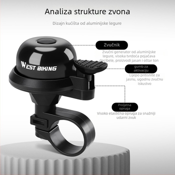 Zvon za bicikl West Rider za planinski bicikl, aluminijska legura, model YP0706062-063