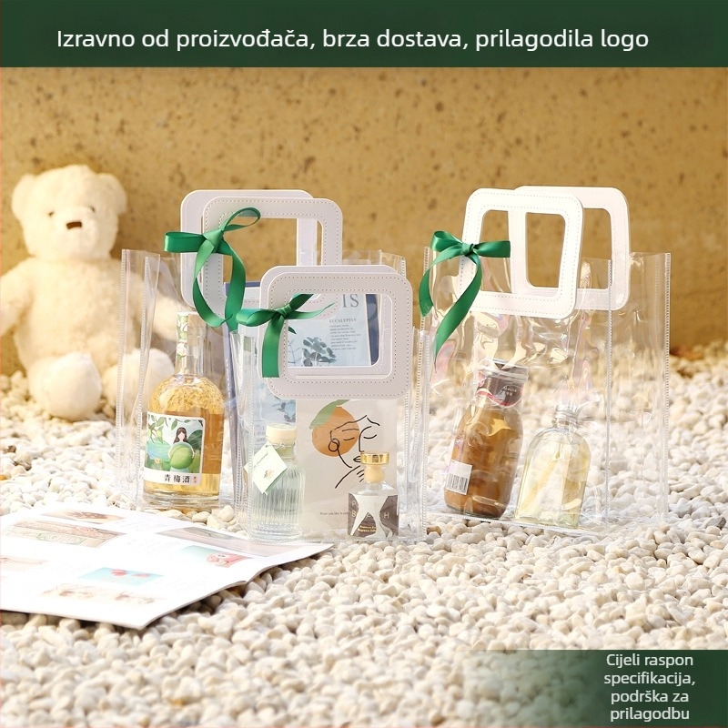 Yize Prozirna PVC torbica, dvostruka debljina 60 Silk, Univerzalna torba za poklone i kozmetiku