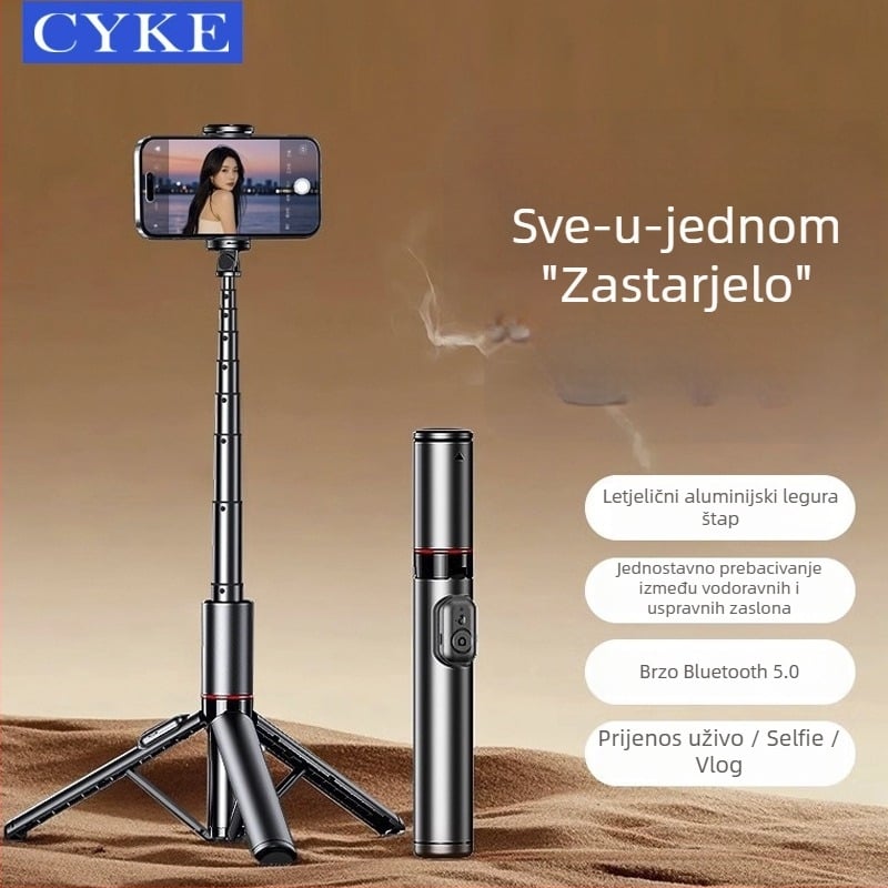Bluetooth selfie štapić s tripodom — prijenosni mini držač za telefon, stabilizacija slike, ABS kućište, daljinski upravljač