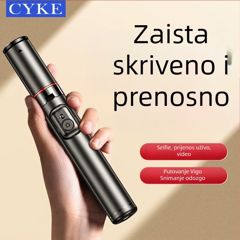 Bluetooth selfie štapić s tripodom — prijenosni mini držač za telefon, stabilizacija slike, ABS kućište, daljinski upravljač