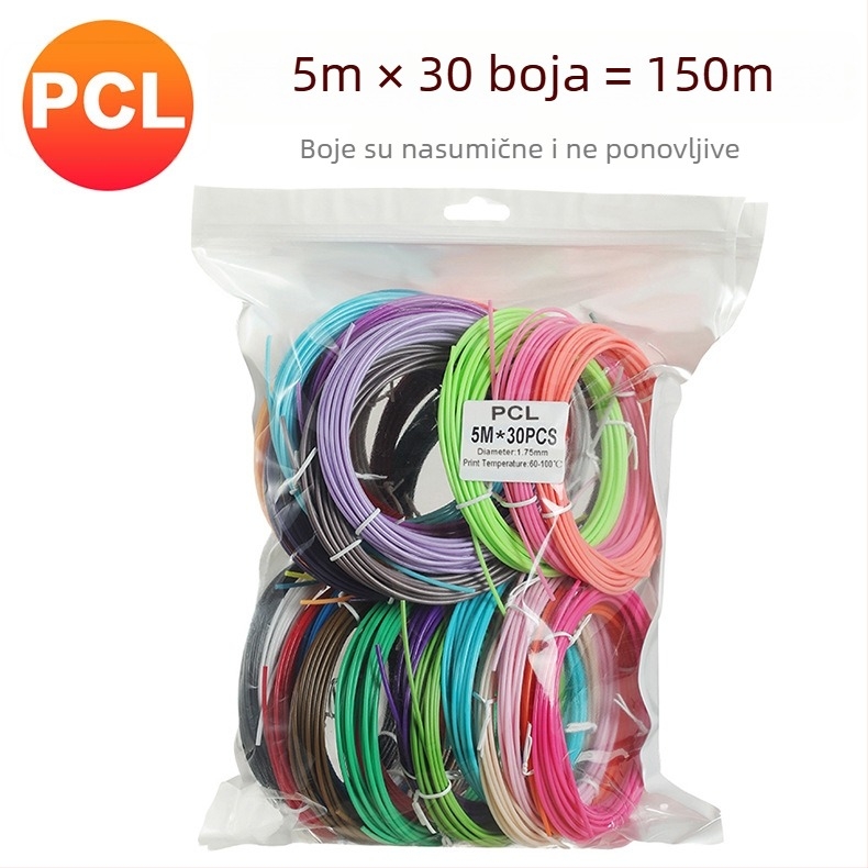 Leji potrošni materijal za 3D pisaću olovku — PLA/PCL materijali za visoke i niske temperature; kompatibilan s Leji 3D olovkom; pakiranje 150 g / 300 g / 450 g