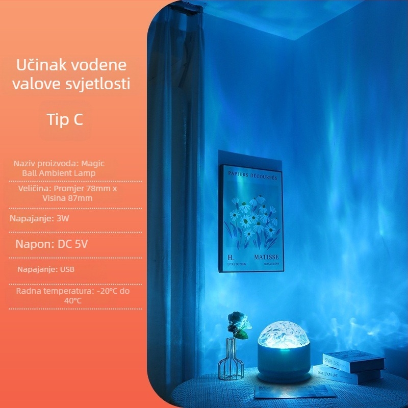 Projektna svjetiljka sanjarenja s aurora borealis atmosferom, projektor zvjezdane nebeske, noćna svjetiljka za spavaću sobu, daljinsko upravljanje
