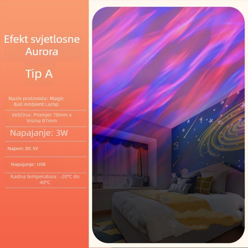 Projektna svjetiljka sanjarenja s aurora borealis atmosferom, projektor zvjezdane nebeske, noćna svjetiljka za spavaću sobu, daljinsko upravljanje