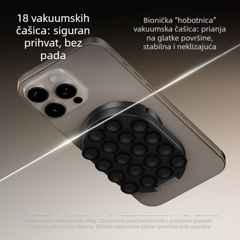 Magnetski nosač za telefon sa usisnom čašicom – plastika/ABS, sklopni, stolni, magnetski – protiv podrhtavanja