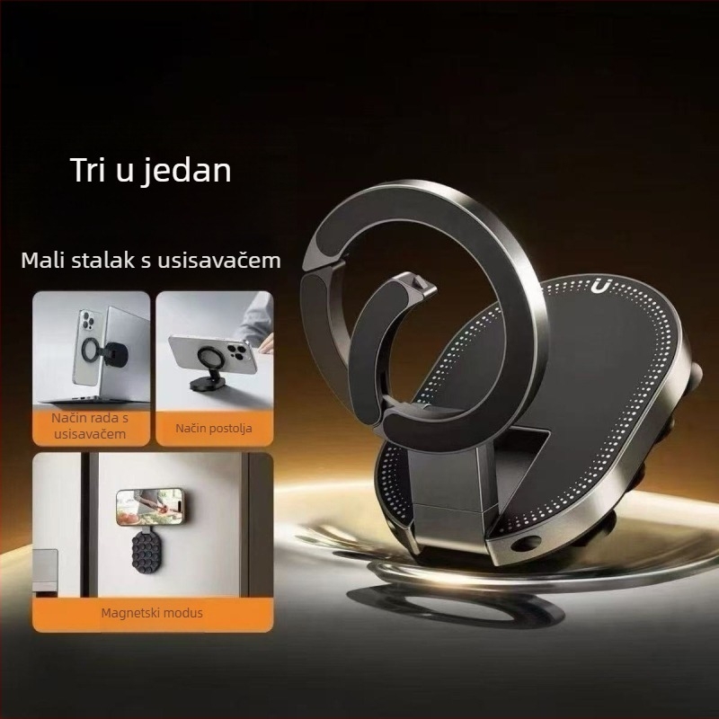 Magnetski nosač za telefon sa usisnom čašicom – plastika/ABS, sklopni, stolni, magnetski – protiv podrhtavanja