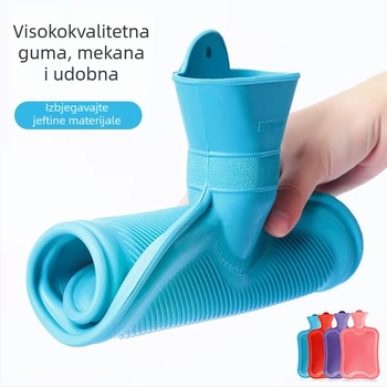 Gumena boca tople vode napunjena vodom, deblja i otporna na curenje, za ruke, trbuh i noge (težina 0.3 kg; materijal: guma; način zagrijavanja: napuniti vodom; primijenjeni dijelovi: ruke, trbuh, noge)