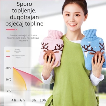 Gumena boca tople vode napunjena vodom, deblja i otporna na curenje, za ruke, trbuh i noge (težina 0.3 kg; materijal: guma; način zagrijavanja: napuniti vodom; primijenjeni dijelovi: ruke, trbuh, noge)