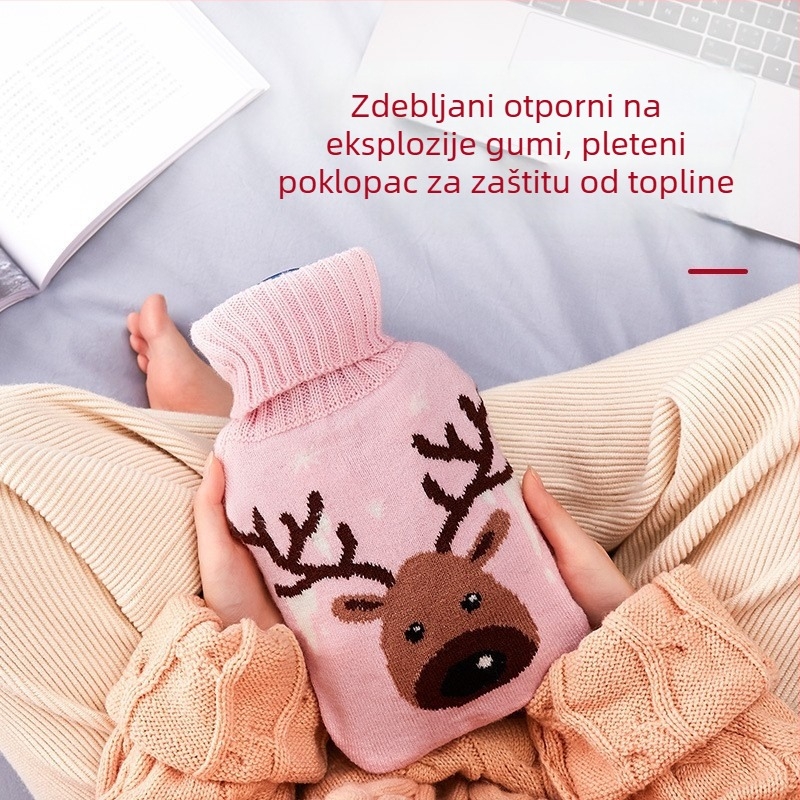 Gumena boca tople vode napunjena vodom, deblja i otporna na curenje, za ruke, trbuh i noge (težina 0.3 kg; materijal: guma; način zagrijavanja: napuniti vodom; primijenjeni dijelovi: ruke, trbuh, noge)