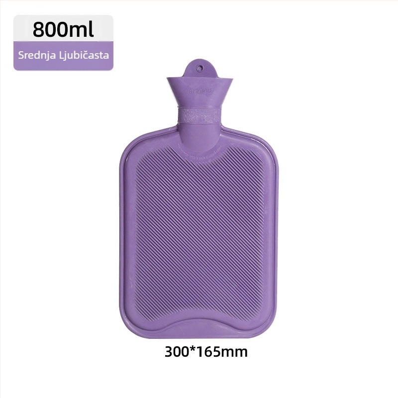 Gumena boca tople vode napunjena vodom, deblja i otporna na curenje, za ruke, trbuh i noge (težina 0.3 kg; materijal: guma; način zagrijavanja: napuniti vodom; primijenjeni dijelovi: ruke, trbuh, noge)