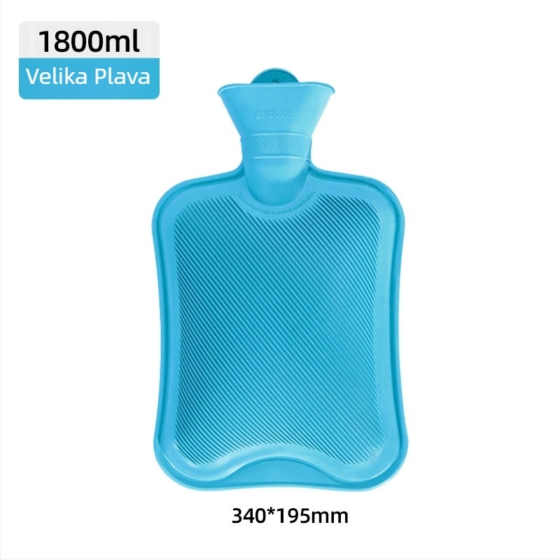 Gumena boca tople vode napunjena vodom, deblja i otporna na curenje, za ruke, trbuh i noge (težina 0.3 kg; materijal: guma; način zagrijavanja: napuniti vodom; primijenjeni dijelovi: ruke, trbuh, noge)