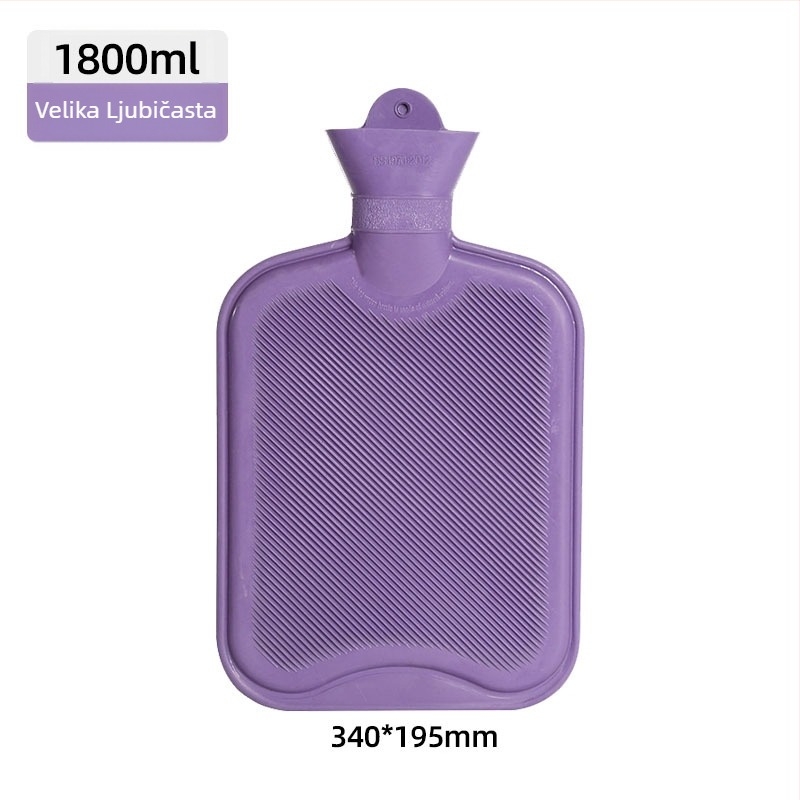 Gumena boca tople vode napunjena vodom, deblja i otporna na curenje, za ruke, trbuh i noge (težina 0.3 kg; materijal: guma; način zagrijavanja: napuniti vodom; primijenjeni dijelovi: ruke, trbuh, noge)