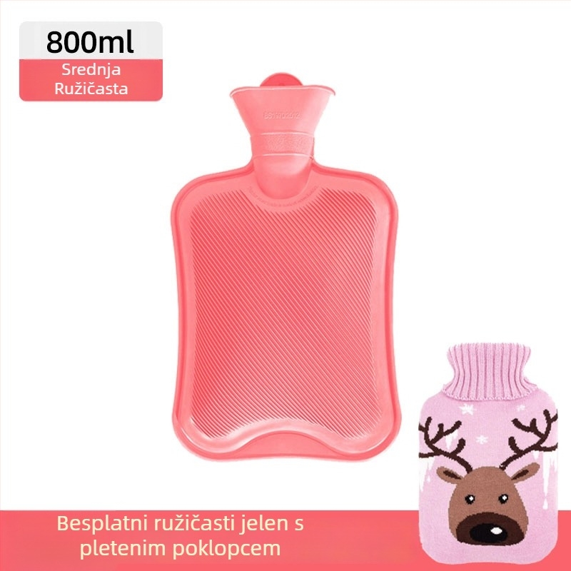 Gumena boca tople vode napunjena vodom, deblja i otporna na curenje, za ruke, trbuh i noge (težina 0.3 kg; materijal: guma; način zagrijavanja: napuniti vodom; primijenjeni dijelovi: ruke, trbuh, noge)