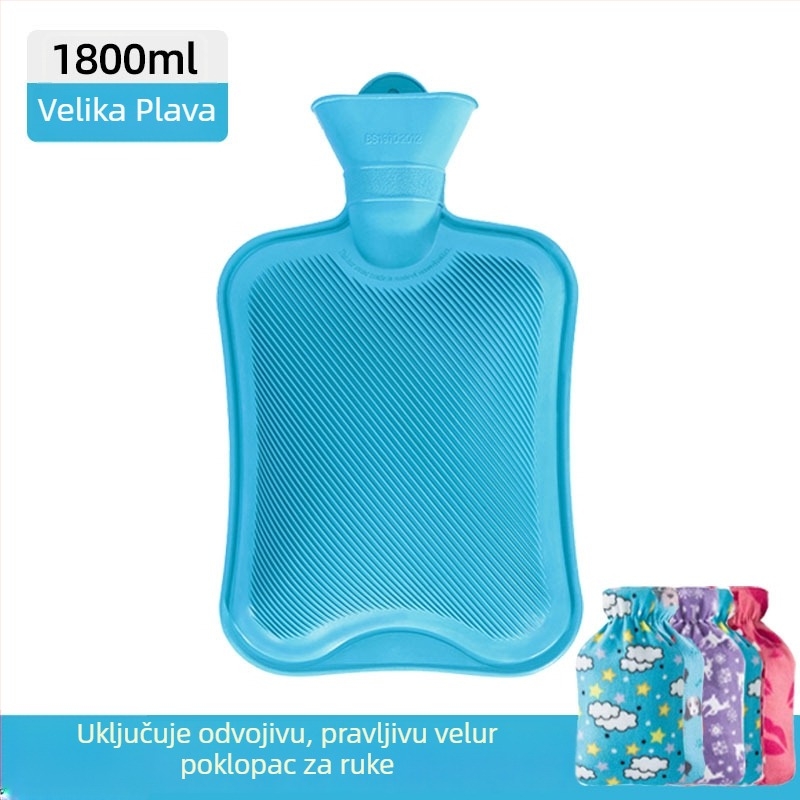 Gumena boca tople vode napunjena vodom, deblja i otporna na curenje, za ruke, trbuh i noge (težina 0.3 kg; materijal: guma; način zagrijavanja: napuniti vodom; primijenjeni dijelovi: ruke, trbuh, noge)