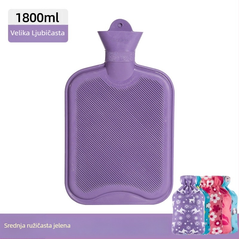 Gumena boca tople vode napunjena vodom, deblja i otporna na curenje, za ruke, trbuh i noge (težina 0.3 kg; materijal: guma; način zagrijavanja: napuniti vodom; primijenjeni dijelovi: ruke, trbuh, noge)