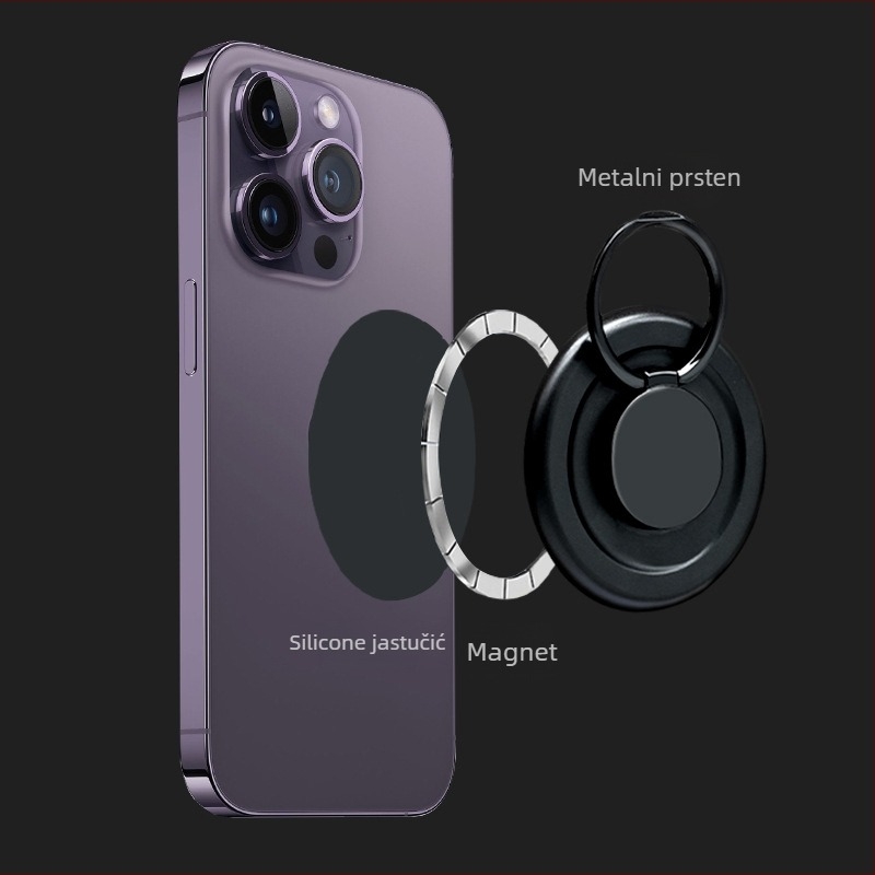 MagSafe magnetski držač prstena s ABS plastikom, 360° rotacija, snažan magnet