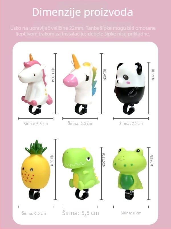 Zvončić za bicikl – super glasan zvuk, crtić zvon za djecu, univerzalno za brdske bicikle, dekorativni dodatak (Materijal: Plastika; Uvoz: Ne; Obrada: Ne)