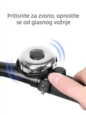 Zvonjak za bicikl — univerzalni, vrlo glasni zvuk, za djecu, MTB i cestovne bicikle; tijelo od željeza; prilagođena obrada