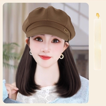 Šešir-peruka sve-u-jednom: dugačka kovrčava kosa, korejski stil, djelomično ručno tkanje, proteinsko svilo, pogodno za bojanje i trajnu