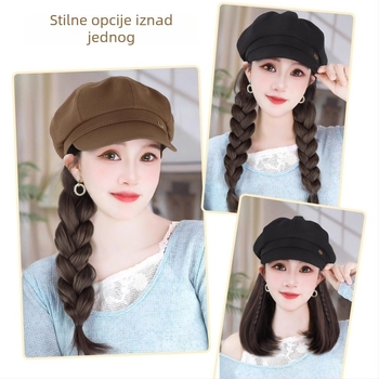 Šešir-peruka sve-u-jednom: dugačka kovrčava kosa, korejski stil, djelomično ručno tkanje, proteinsko svilo, pogodno za bojanje i trajnu