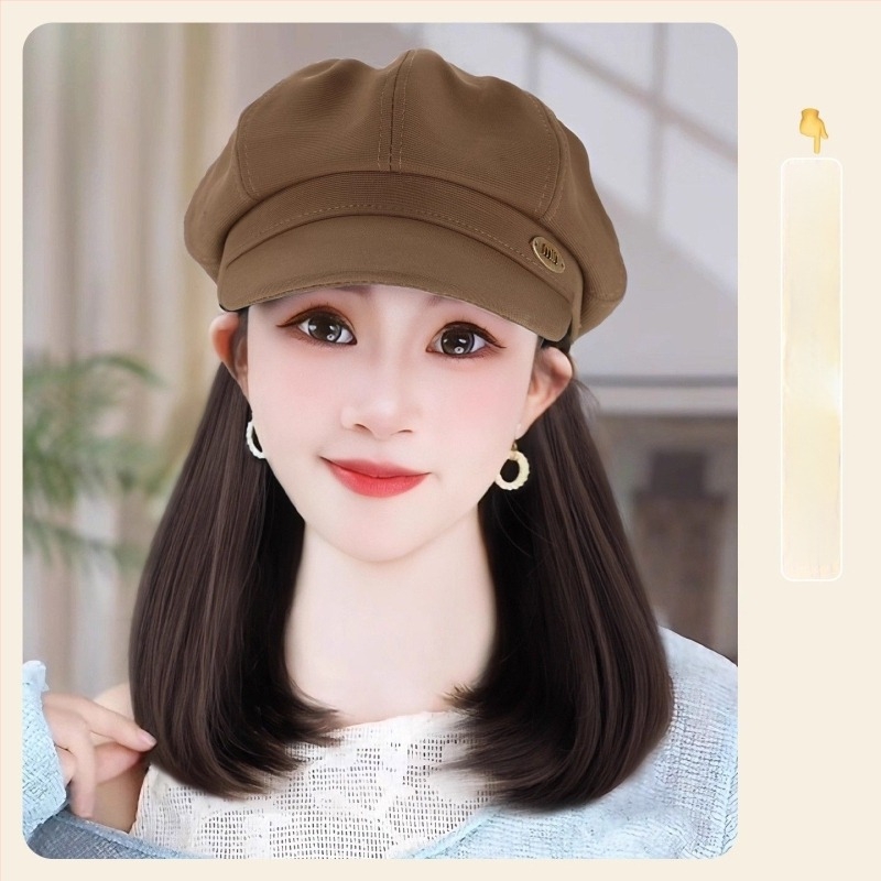 Šešir-peruka sve-u-jednom: dugačka kovrčava kosa, korejski stil, djelomično ručno tkanje, proteinsko svilo, pogodno za bojanje i trajnu