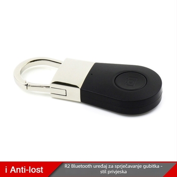 Bluetooth anti‑gubitnički privjesak s kartom pozicije i dvostrukom alarmom — model R2, Bluetooth 4.0, domet 10 m, baterija 240 mAh, težina 25 g