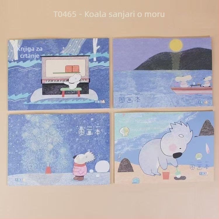 Skic-blok za crtanje, 28 stranica, papir 100 g/m², ljepilo povez, sirovina drvene pulpe, sladak japansko-korejski stil