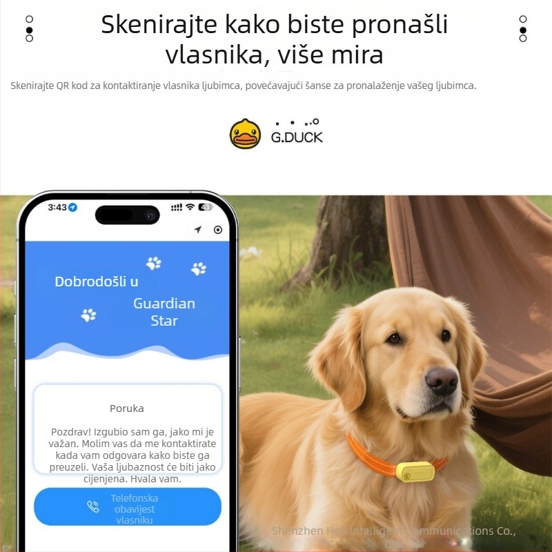 GPS lokator za kućne ljubimce – ogrlica za praćenje pasa i mačaka, protiv gubitka, daljinsko pozivanje