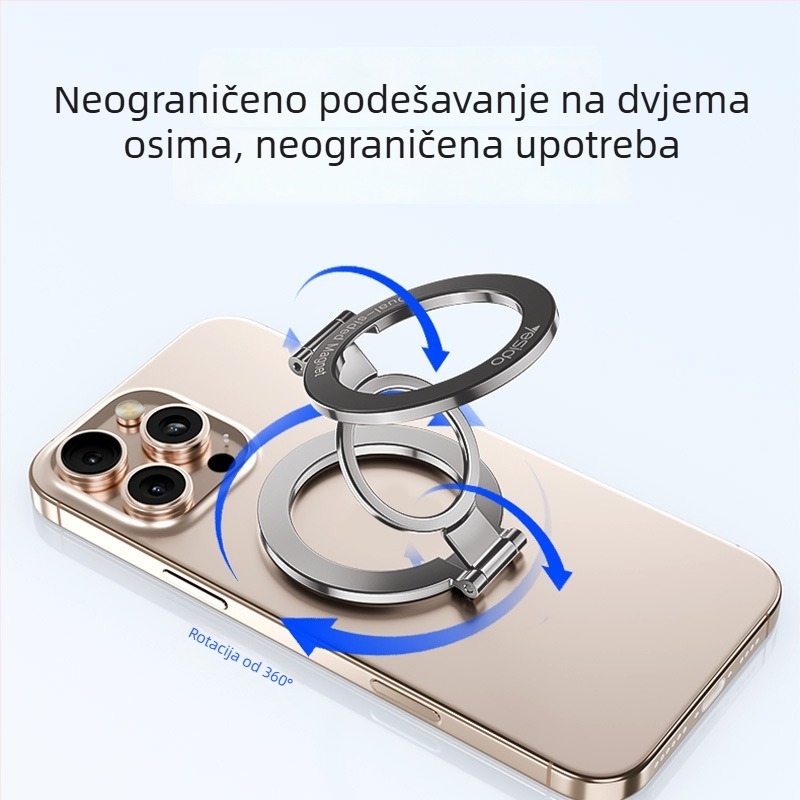 Yesido dvostrano magnetski držač prstena za telefon, sklopivi stolni držač, od cinkove legure