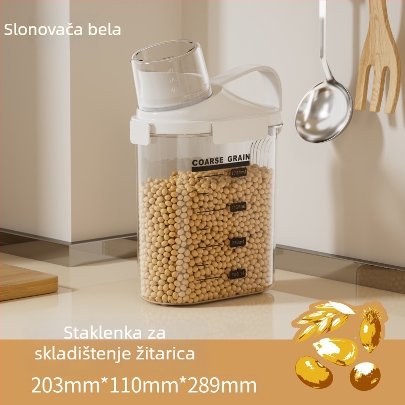 Kutija za skladištenje hrane za mačke – PP plast, prehrambene kvalitete, zatvarač, otporna na vlagu i štetočine, kapacitet ispod 4 L