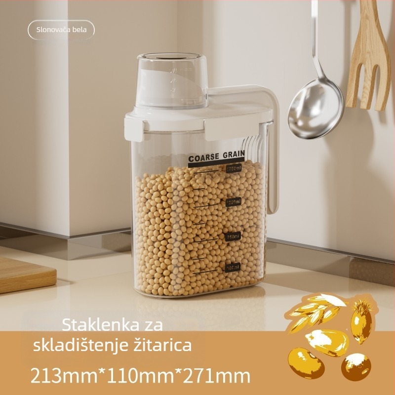 Kutija za skladištenje hrane za mačke – PP plast, prehrambene kvalitete, zatvarač, otporna na vlagu i štetočine, kapacitet ispod 4 L