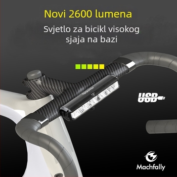 Prednja svjetiljka za bicikl Machfally — aluminijska legura, USB napajanje, visoka svjetlost, prilagodljivo