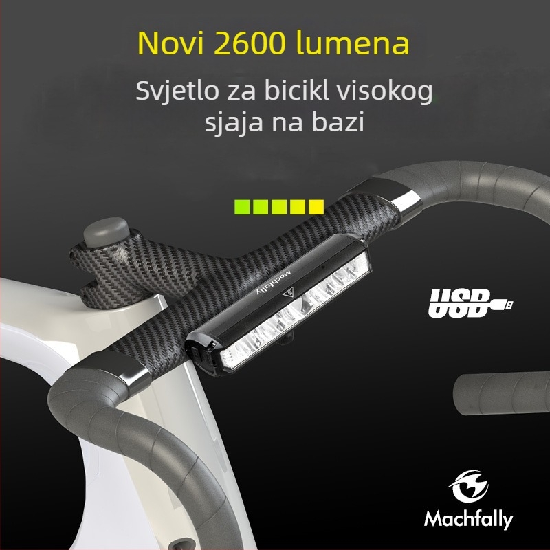 Prednja svjetiljka za bicikl Machfally — aluminijska legura, USB napajanje, visoka svjetlost, prilagodljivo