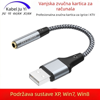 Juyi wire vanjska USB zvučna kartica s 3,5 mm izlazom za slušalice za stolna i prijenosna računala